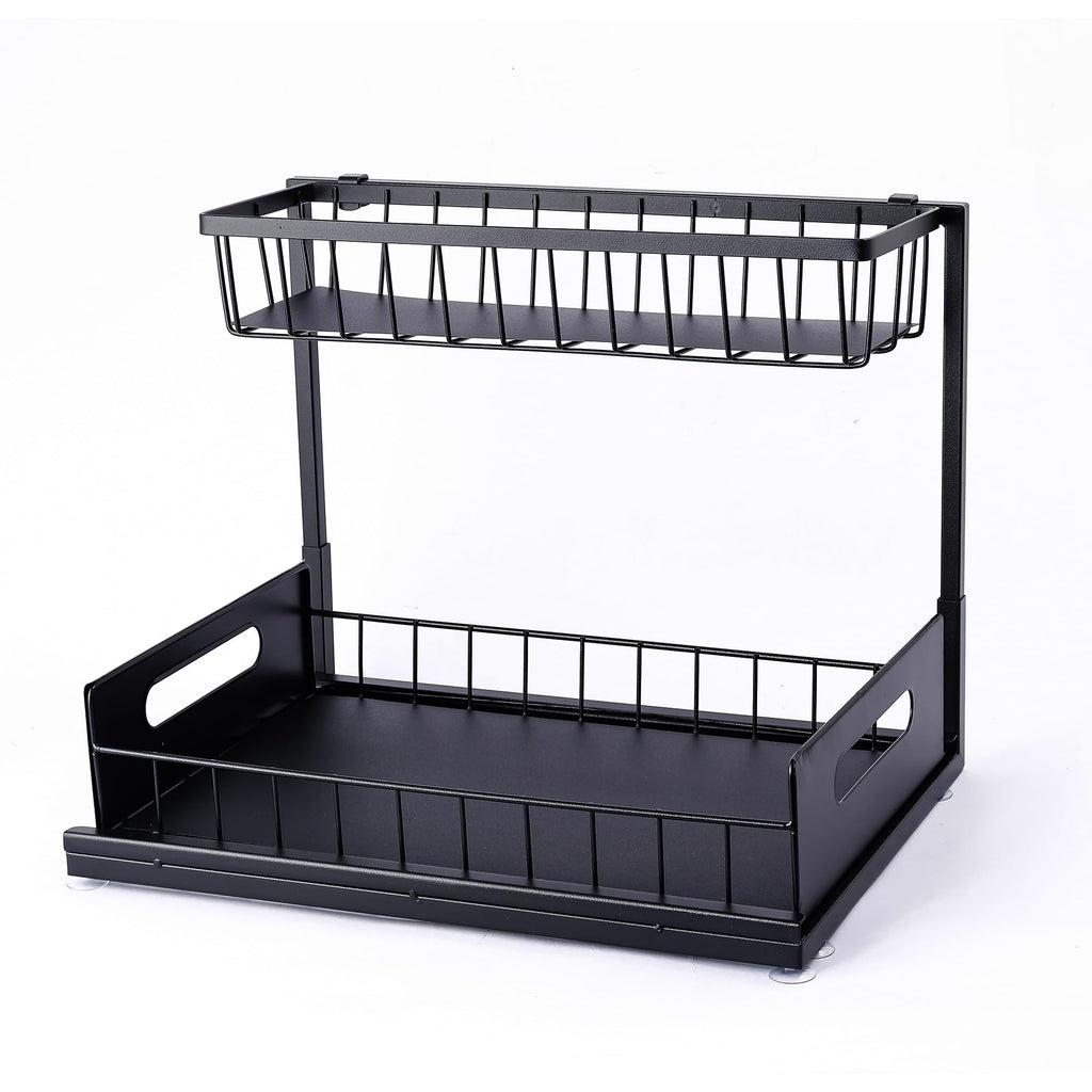 Under-Sink Organizer — Adjustable 2-Tier Metal Storage Rack for Kitchen & Bath