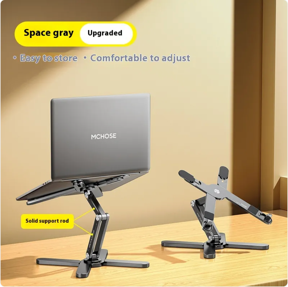 Aluminum Folding Laptop Stand — Adjustable Ergonomic Riser for Desk & Travel