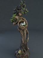 Forest Goddess Resin Garden Statue — Tree Spirit & Bird Sculpture for Patio & Home