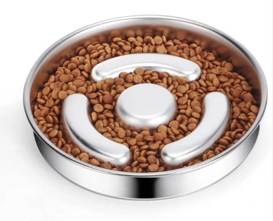 Stainless Steel Slow Feeder Bowl for Dogs & Cats — Anti-Gulp Feeding Bowl
