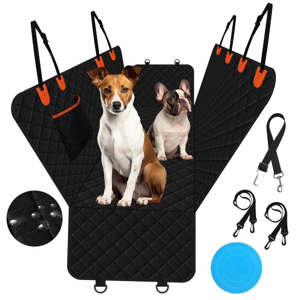 Convertible dog car seat cover and hammock with zippered side flaps