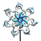 39" Dolphin Wind Spinner Garden Stake — Kinetic Ocean Yard Art
