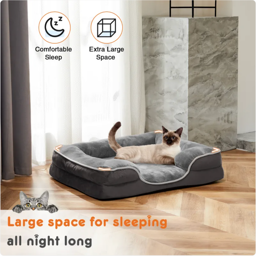 Orthopedic Memory Foam Dog Bed — Supportive Joint-Relief Bed, Washable Cover
