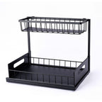 Under-Sink Organizer — Adjustable 2-Tier Metal Storage Rack for Kitchen & Bath