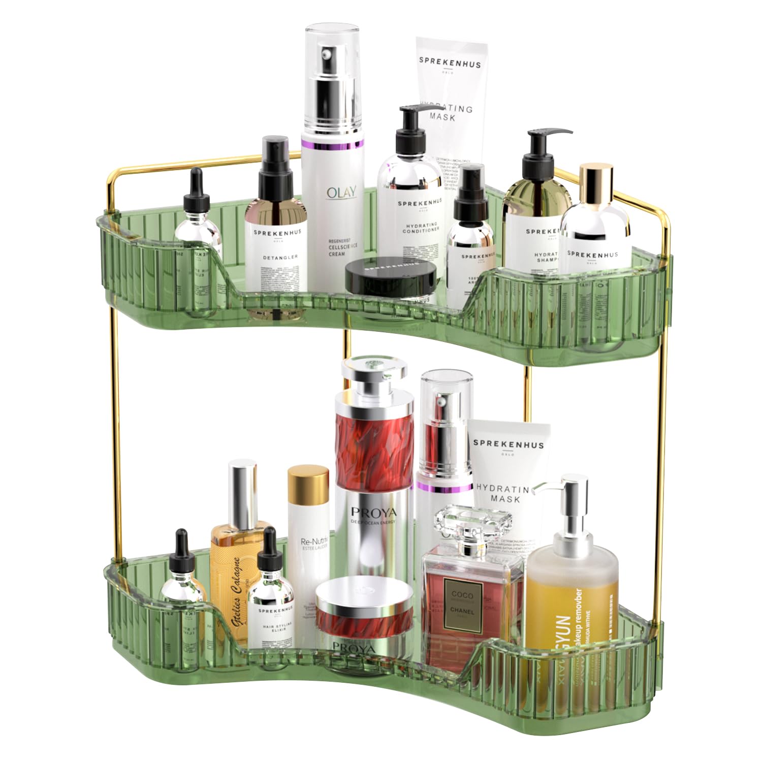 2-Tier Corner Bathroom Organizer — Countertop Storage Tray for Vanity & Kitchen