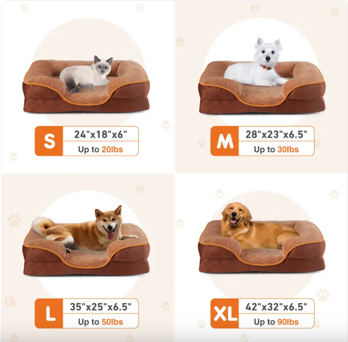 Orthopedic Memory Foam Dog Bed — Supportive Joint-Relief Bed, Washable Cover