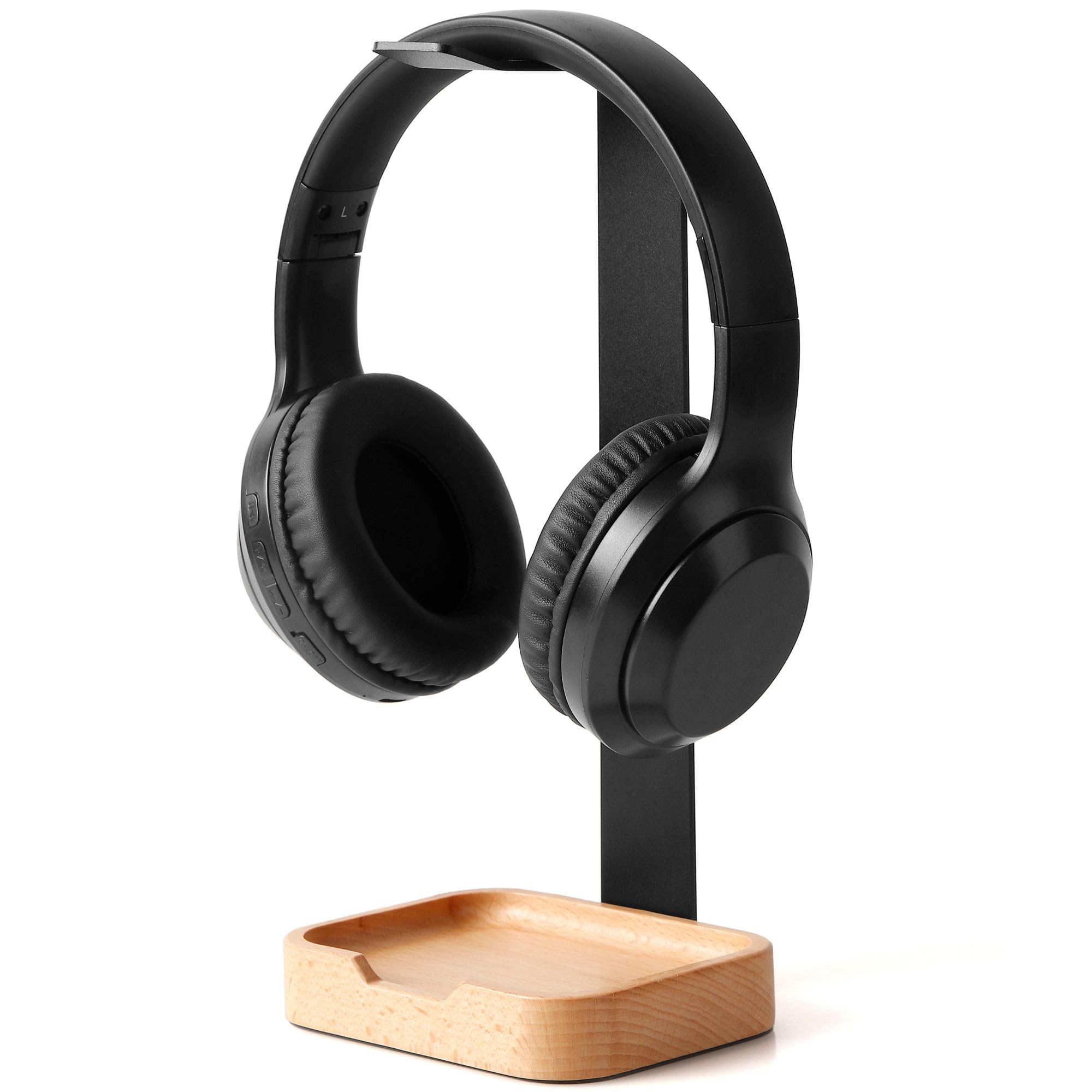 Solid Wood Headphone Stand — Premium Headset Holder & Desk Display