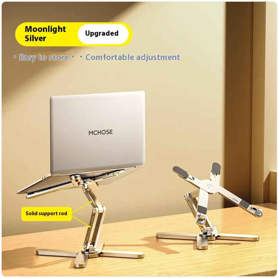 Aluminum Folding Laptop Stand — Adjustable Ergonomic Riser for Desk & Travel