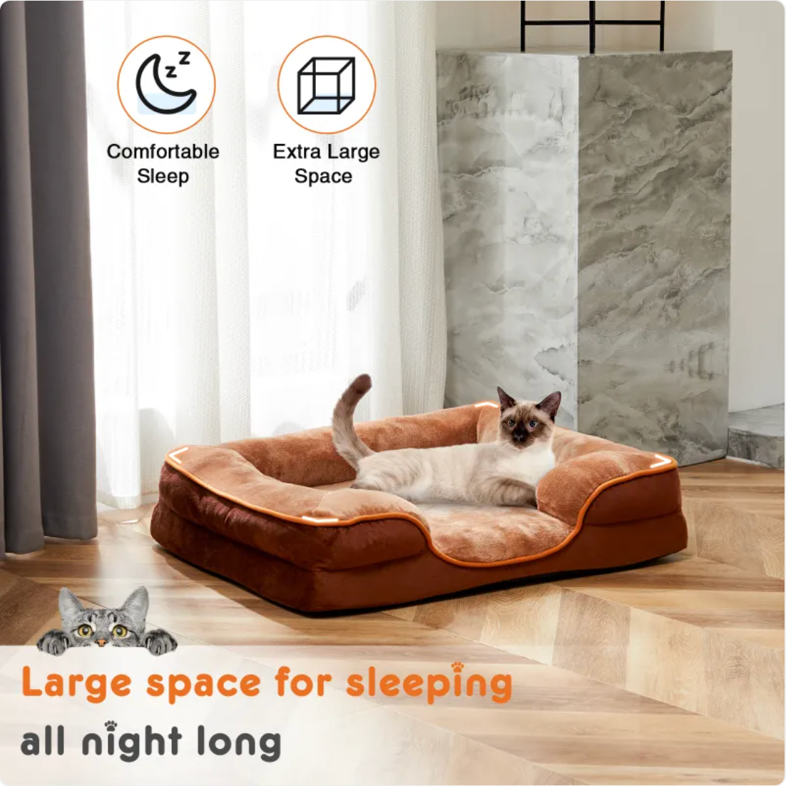 Orthopedic Memory Foam Dog Bed — Supportive Joint-Relief Bed, Washable Cover