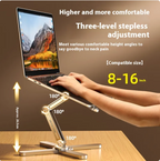Aluminum Folding Laptop Stand — Adjustable Ergonomic Riser for Desk & Travel