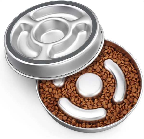 Stainless Steel Slow Feeder Bowl for Dogs & Cats — Anti-Gulp Feeding Bowl