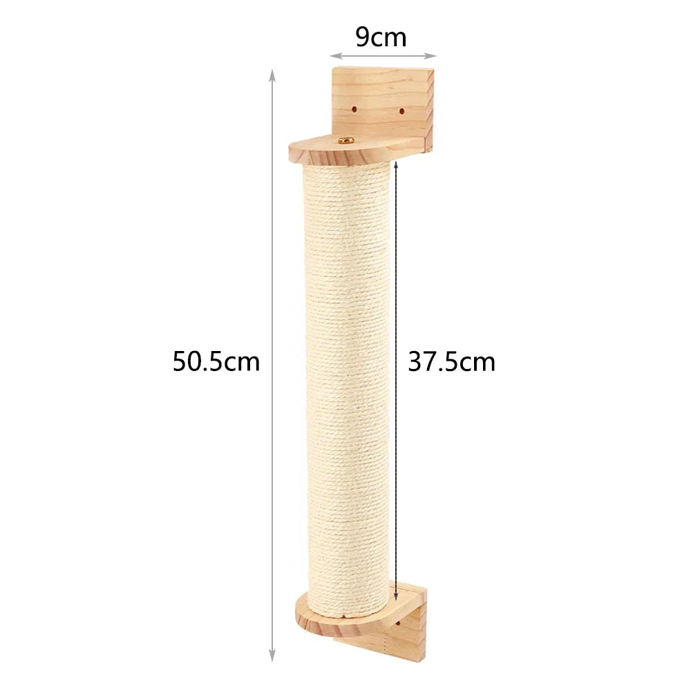 Sisal Cat Scratching Post — Wall-Mounted Furniture Protector for Indoor Cats