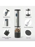 Electric Salt and Pepper Grinder Set – Rechargeable Automatic Mills with LED Light & Adjustable Coarseness
