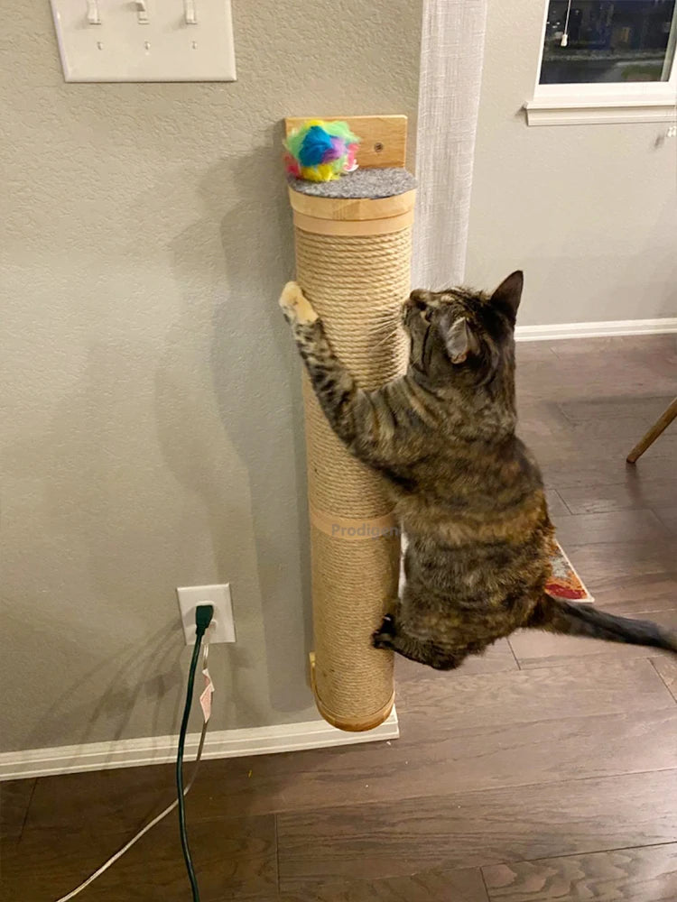 Sisal Cat Scratching Post — Wall-Mounted Furniture Protector for Indoor Cats