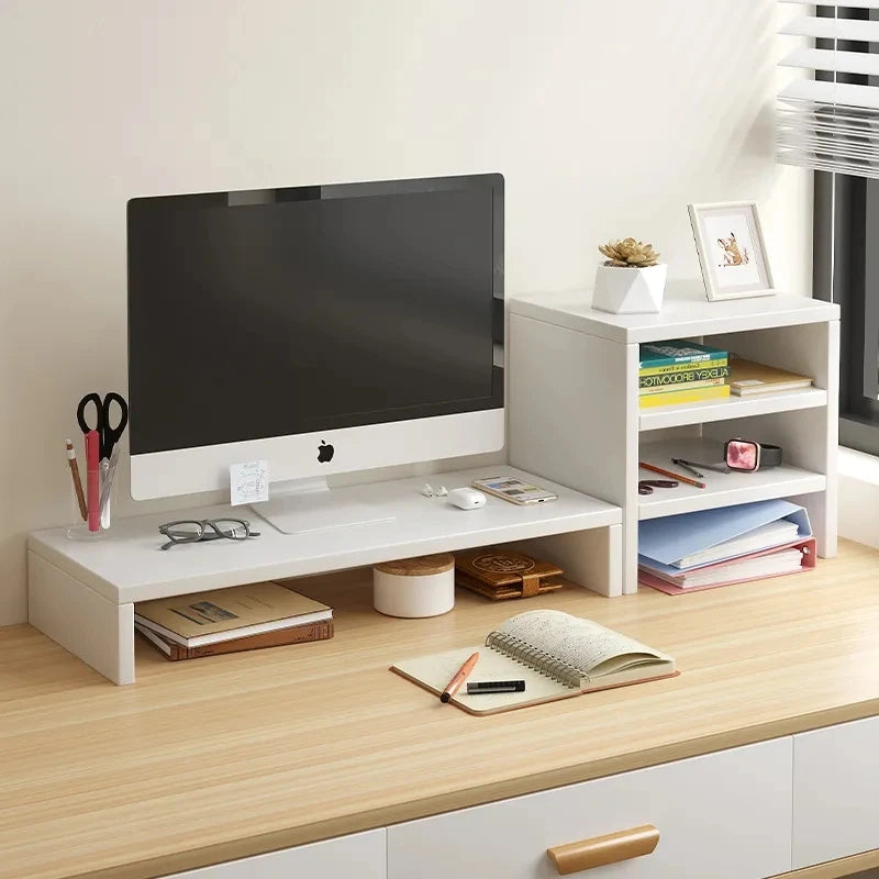 Wood Monitor Riser with Keyboard Storage — Desk Shelf & Computer Screen Stand Organizer
