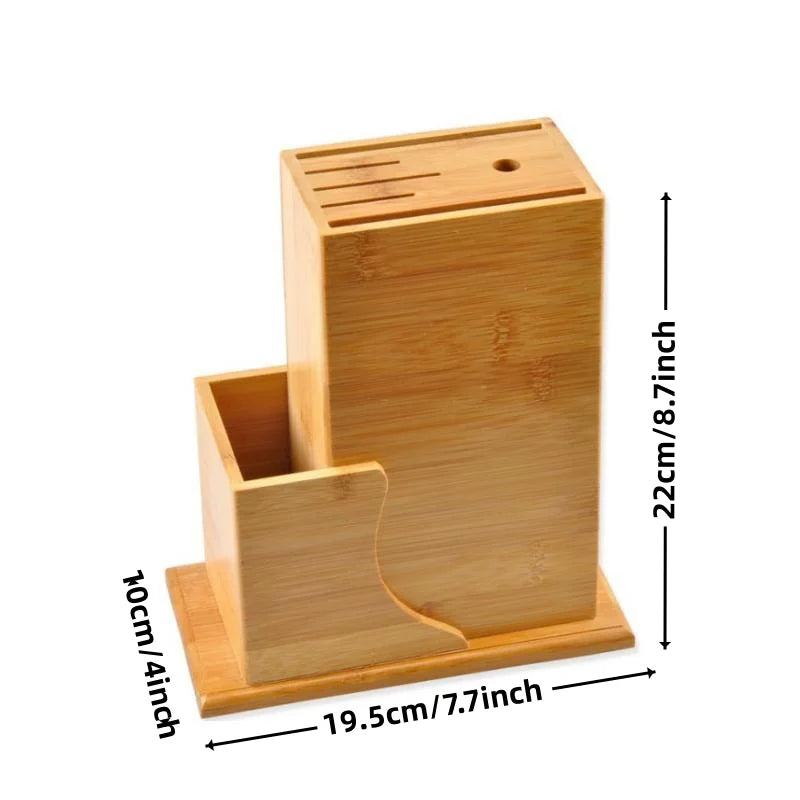 Bamboo Knife Block (Knives Not Included) — Universal 7-Slot Countertop Knife Holder & Organizer