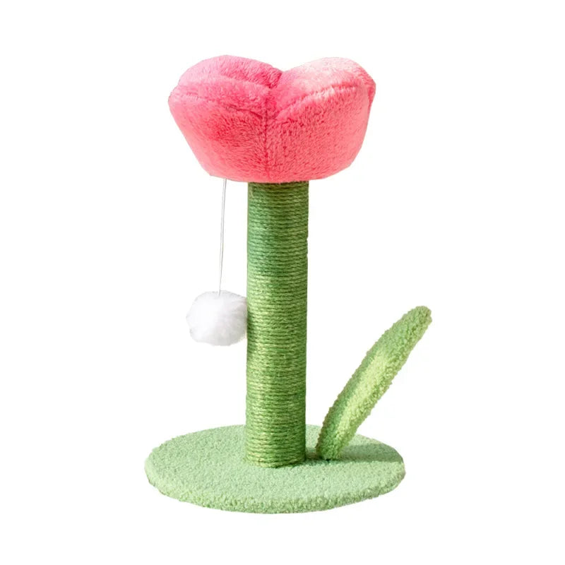 Flower Cat Scratching Tower — Freestanding Floor Cat Tree with Sisal Post & Play Ball (No Wall Mounting)