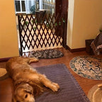 Retractable Wooden Pet Gate — Freestanding Indoor Dog Gate for Doorways, Stairs & Hallways
