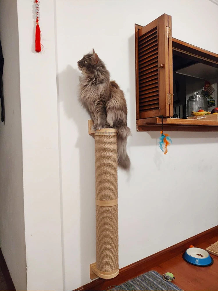 Sisal Cat Scratching Post — Wall-Mounted Furniture Protector for Indoor Cats