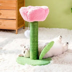 Flower Cat Scratching Tower — Freestanding Floor Cat Tree with Sisal Post & Play Ball (No Wall Mounting)