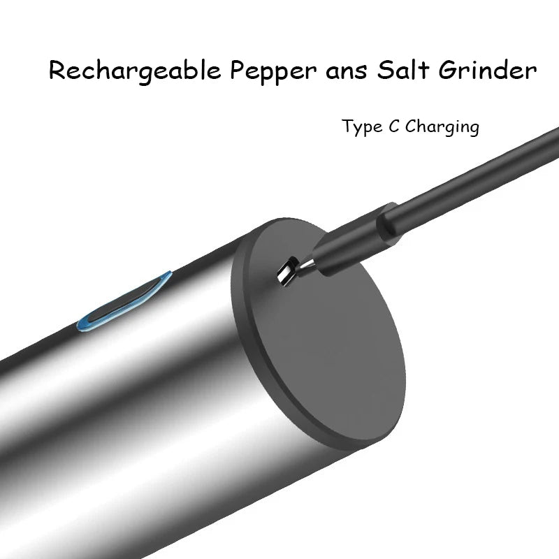 Electric Salt and Pepper Grinder Set – Rechargeable Automatic Mills with LED Light & Adjustable Coarseness
