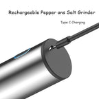 Electric Salt and Pepper Grinder Set – Rechargeable Automatic Mills with LED Light & Adjustable Coarseness