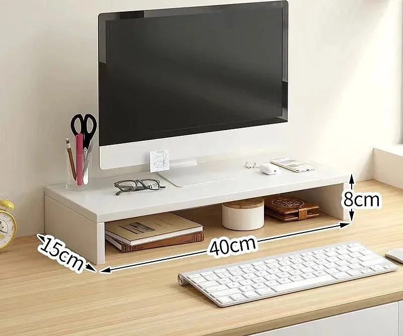 Wood Monitor Riser with Keyboard Storage — Desk Shelf & Computer Screen Stand Organizer