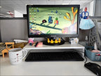 Wood Monitor Riser with Keyboard Storage — Desk Shelf & Computer Screen Stand Organizer