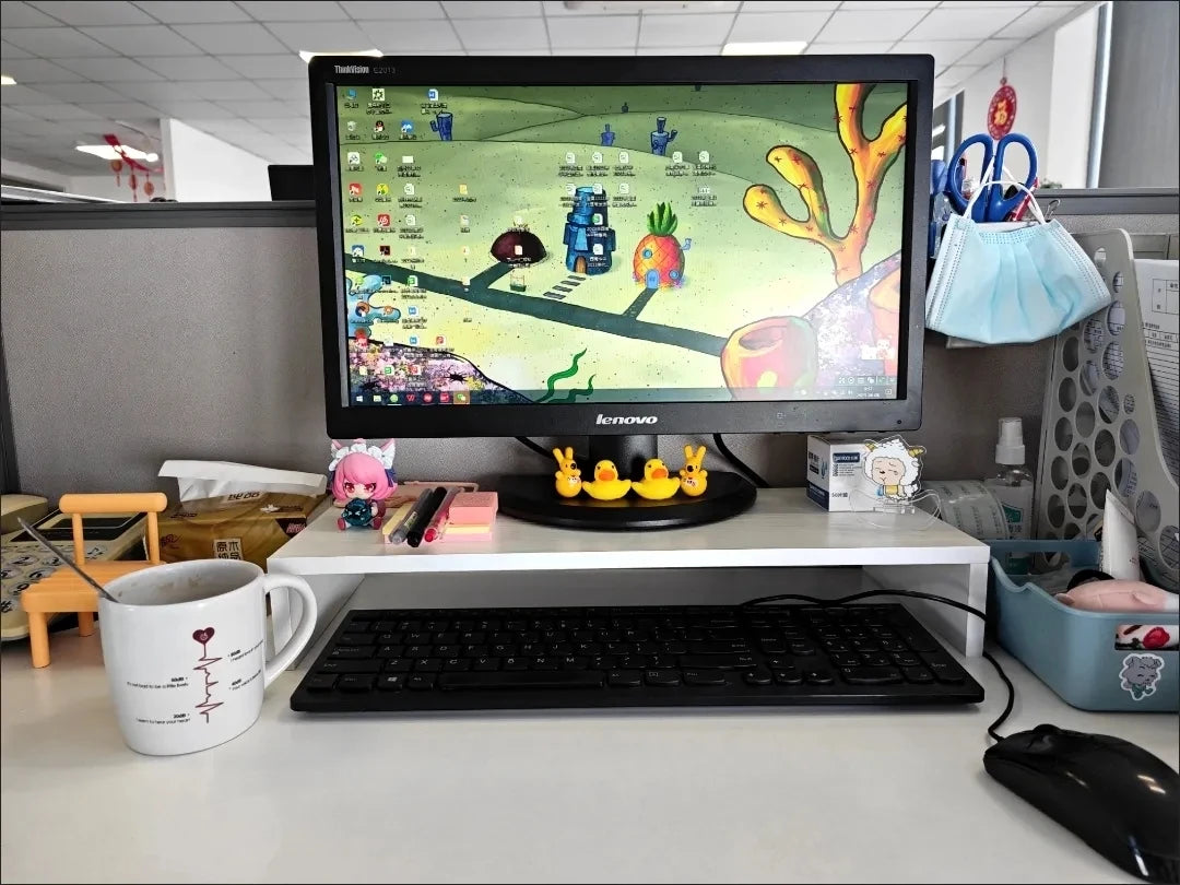 Wood Monitor Riser with Keyboard Storage — Desk Shelf & Computer Screen Stand Organizer
