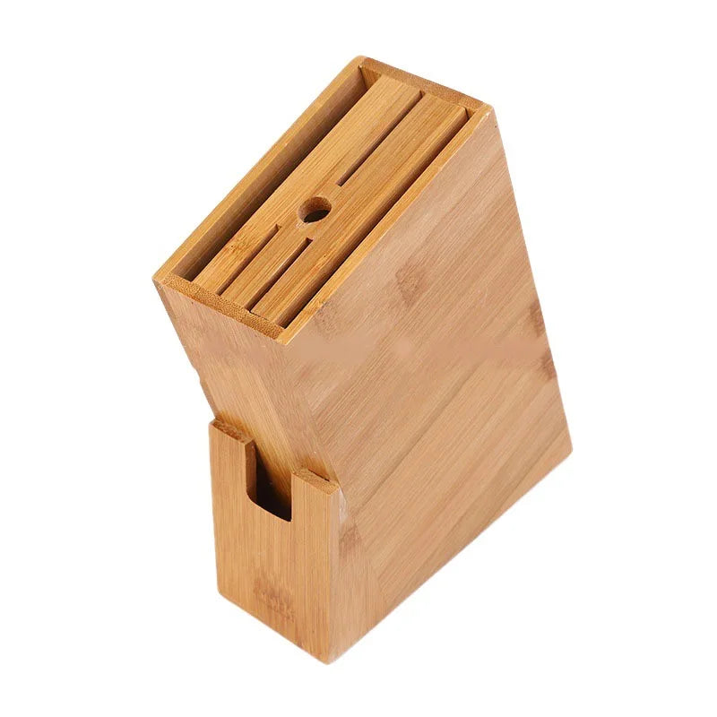 Bamboo Knife Block (Knives Not Included) — Universal 7-Slot Countertop Knife Holder & Organizer