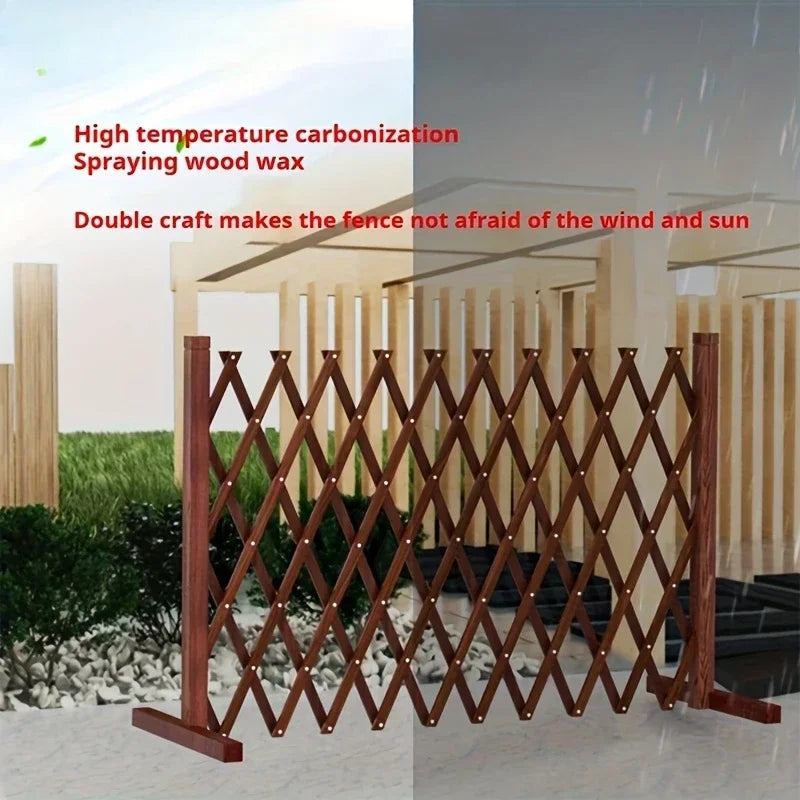 Retractable Wooden Pet Gate — Freestanding Indoor Dog Gate for Doorways, Stairs & Hallways