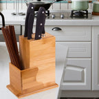 Bamboo Knife Block (Knives Not Included) — Universal 7-Slot Countertop Knife Holder & Organizer