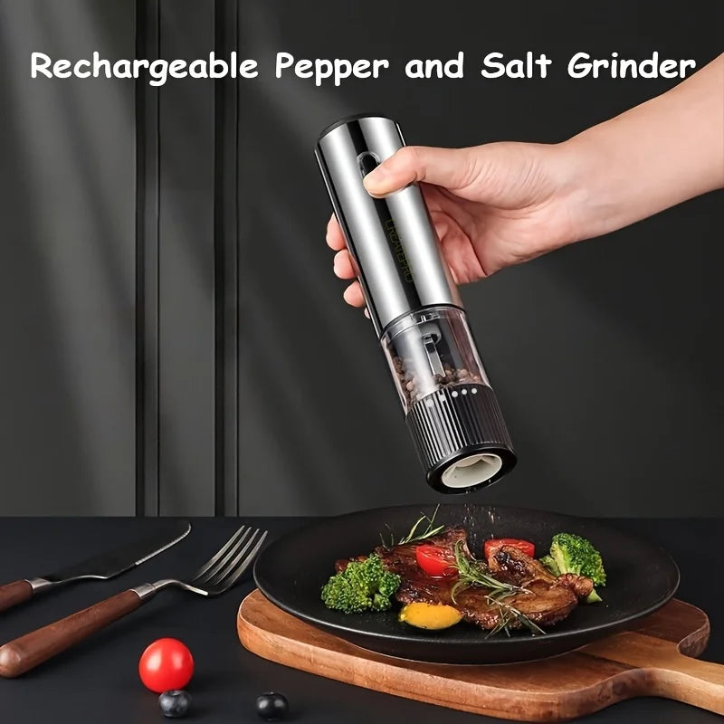 Electric Salt and Pepper Grinder Set – Rechargeable Automatic Mills with LED Light & Adjustable Coarseness
