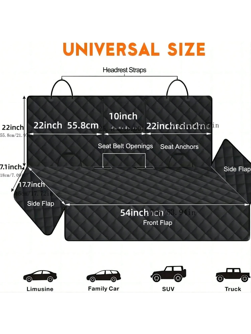 Dog Car Seat Cover & Hammock — Waterproof Nonslip Back-Seat Protector (Universal Fit)