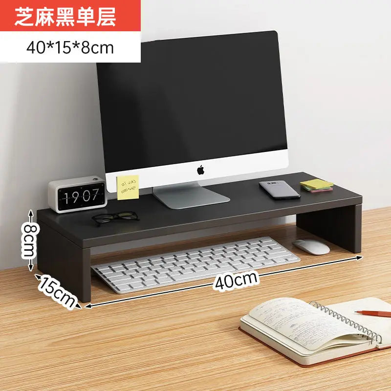 Wood Monitor Riser with Keyboard Storage — Desk Shelf & Computer Screen Stand Organizer