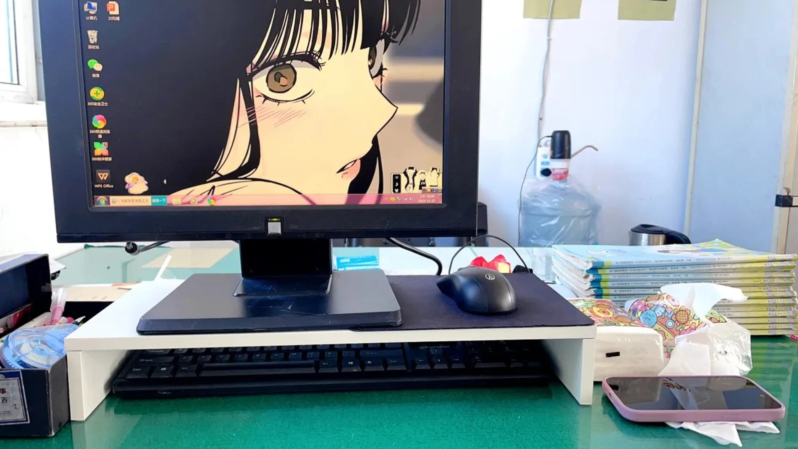 Wood Monitor Riser with Keyboard Storage — Desk Shelf & Computer Screen Stand Organizer