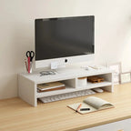 Wood Monitor Riser with Keyboard Storage — Desk Shelf & Computer Screen Stand Organizer