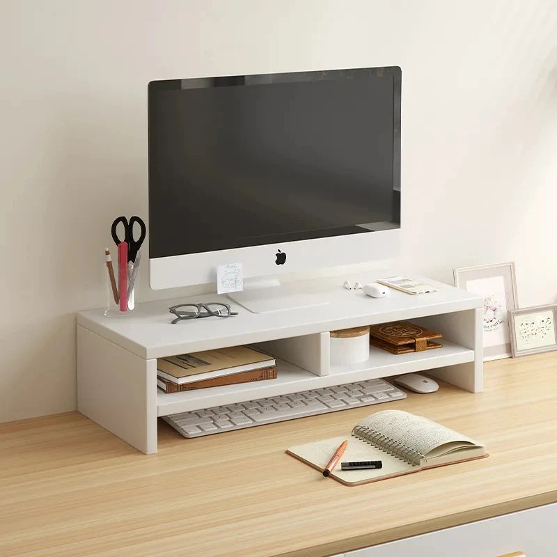 Wood Monitor Riser with Keyboard Storage — Desk Shelf & Computer Screen Stand Organizer