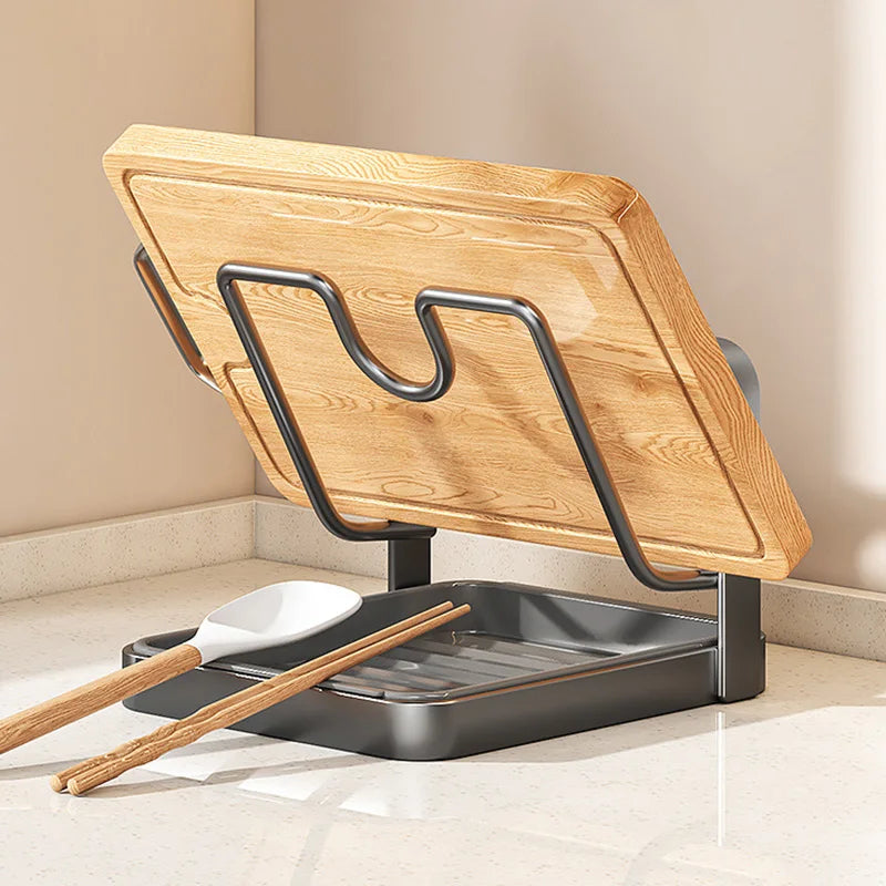 Pot Lid Organizer Rack with Drip Tray — No-Drill Countertop Pot & Pan Lid Holder