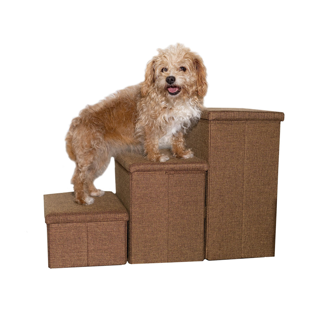 Collapsible Pet Stairs with Storage — Adjustable Dog Steps for Bed & Couch