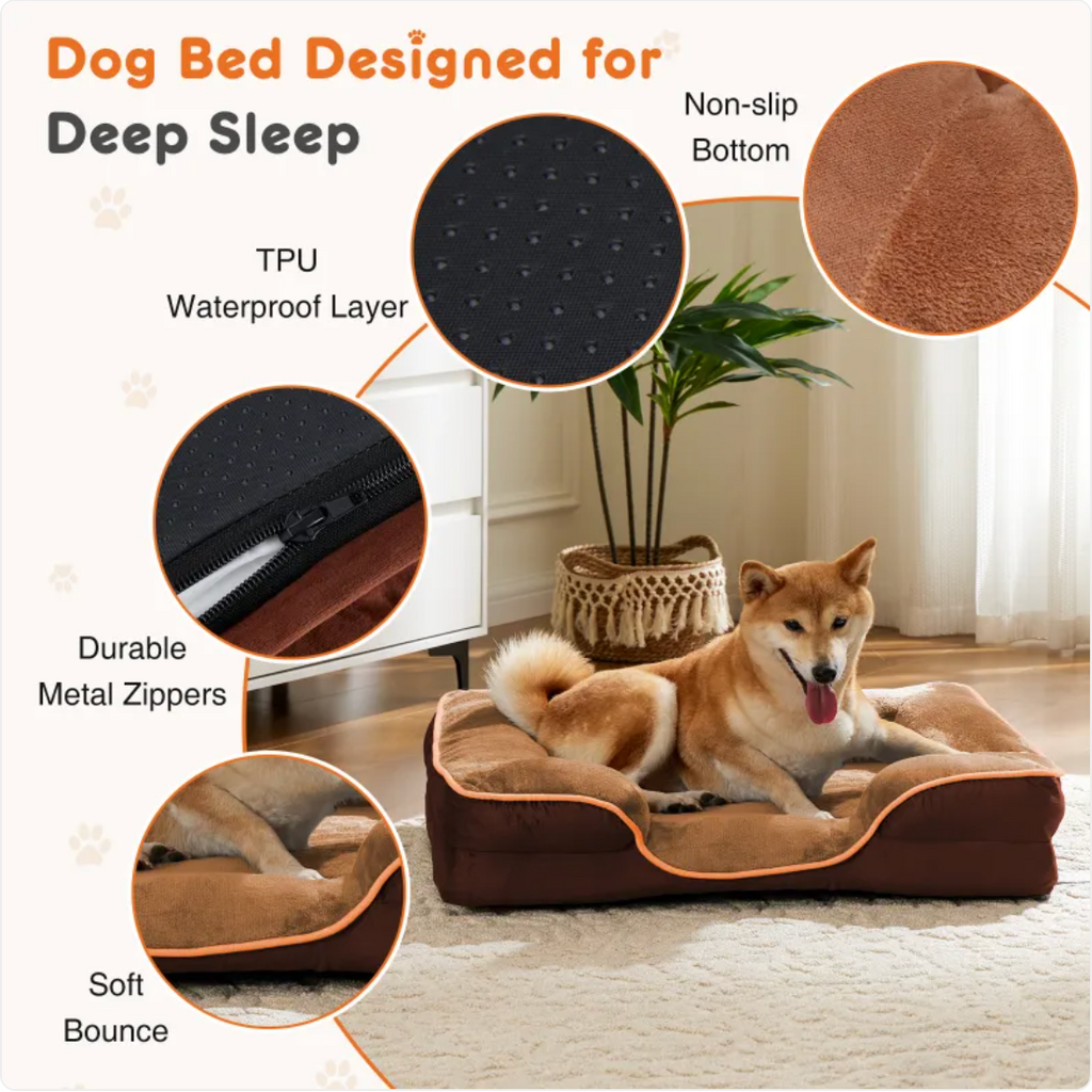 Orthopedic Memory Foam Dog Bed — Supportive Joint-Relief Bed, Washable Cover