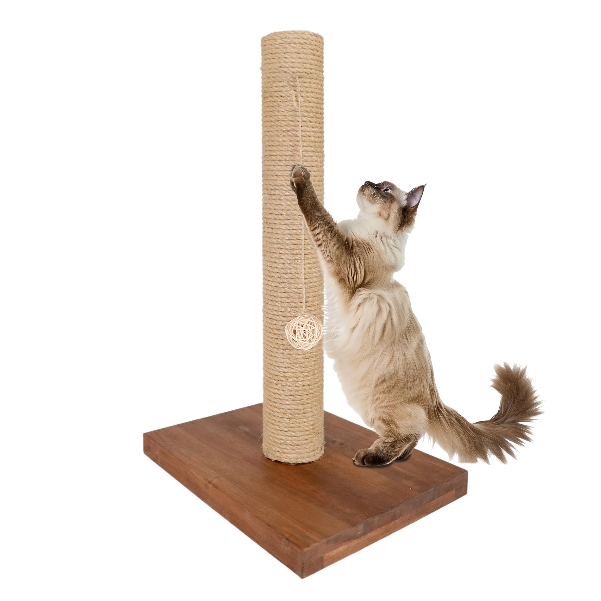 Solid Wood Cat Scratching Post — Tall Sturdy Scratcher for Large Indoor Cats (22")