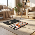 Golf putting alignment mirror styled in a bright modern home practice setup